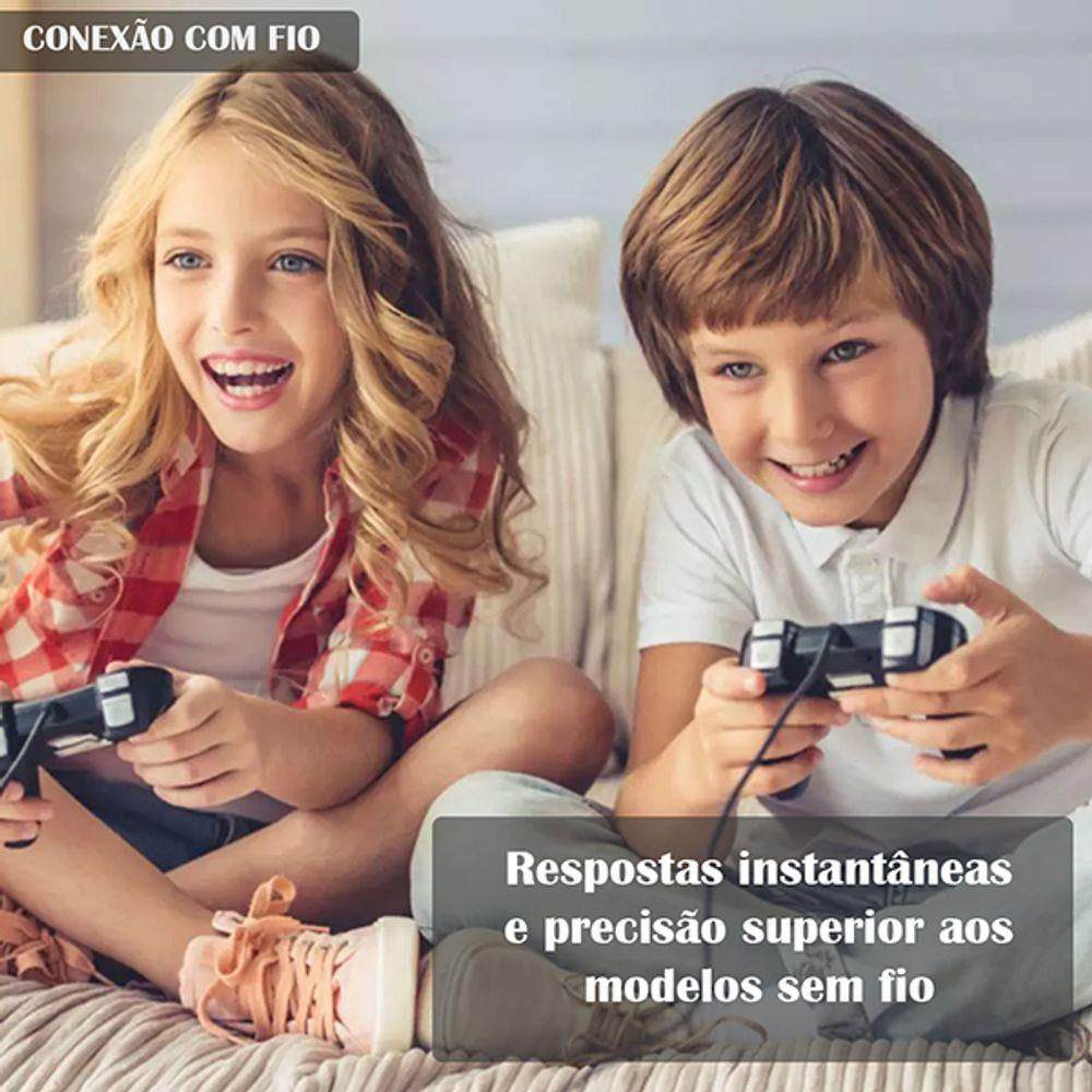 Manete De Ps2 Dualshock Com Fio Vibração Controle Analógico Confortável E Resistente