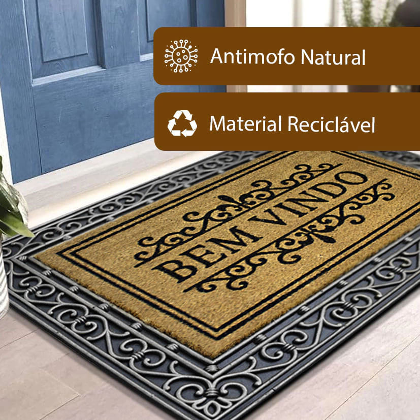 1 Tapete Porta Capacho Fibra Coco Antiderrapante 60x90 Imppr