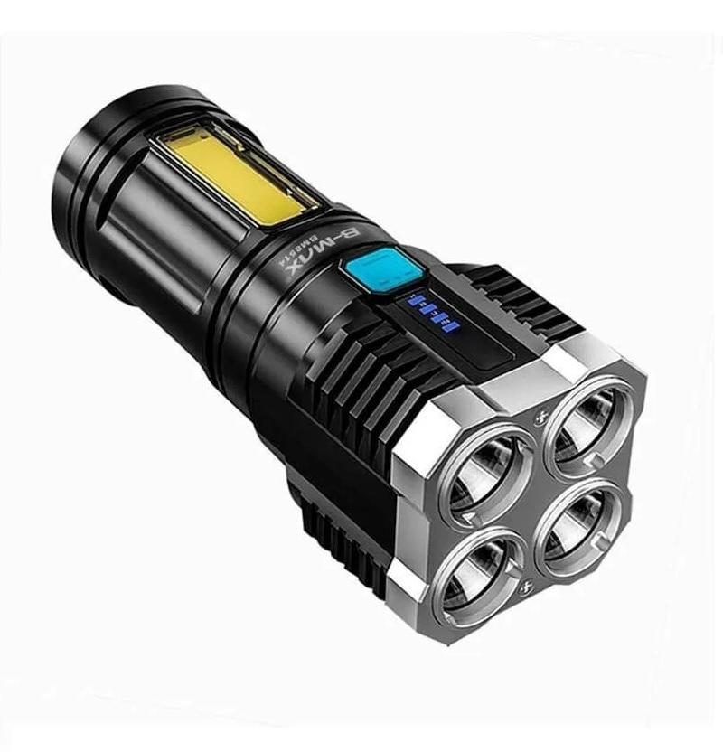 Lanterna Com 4 Led Alto Brilho Tatica Recarregavel Bm-8514