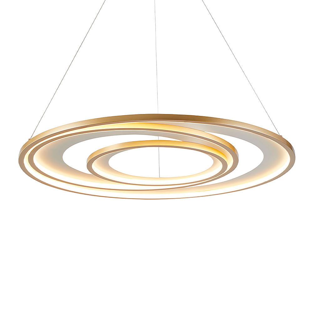 Lustre Pendente Nordecor Zahal 2507 Dourado Fosco Led Bivolt