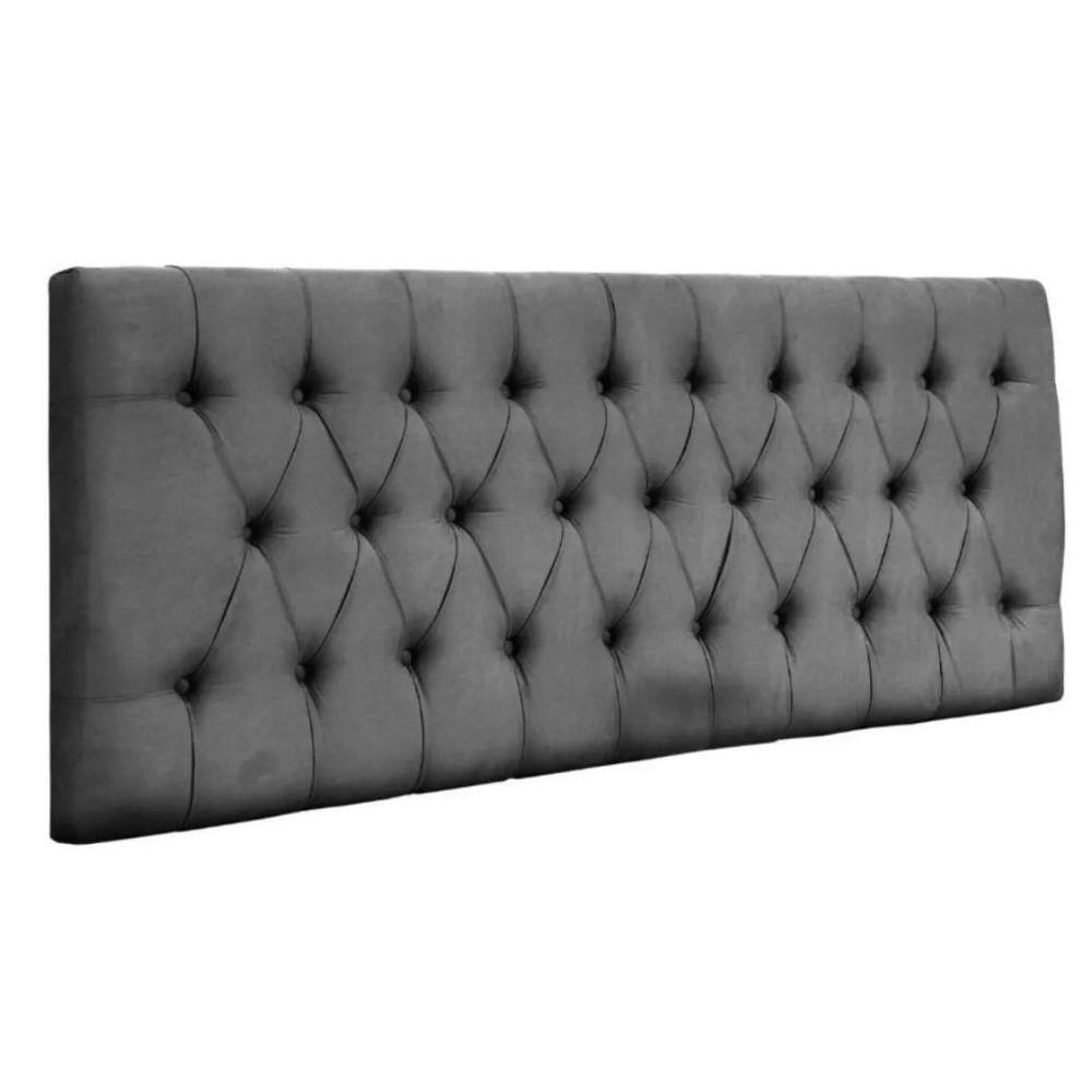 Painel Cabeceira Dubai Para Cama Box-1 Metro-suede Cinza