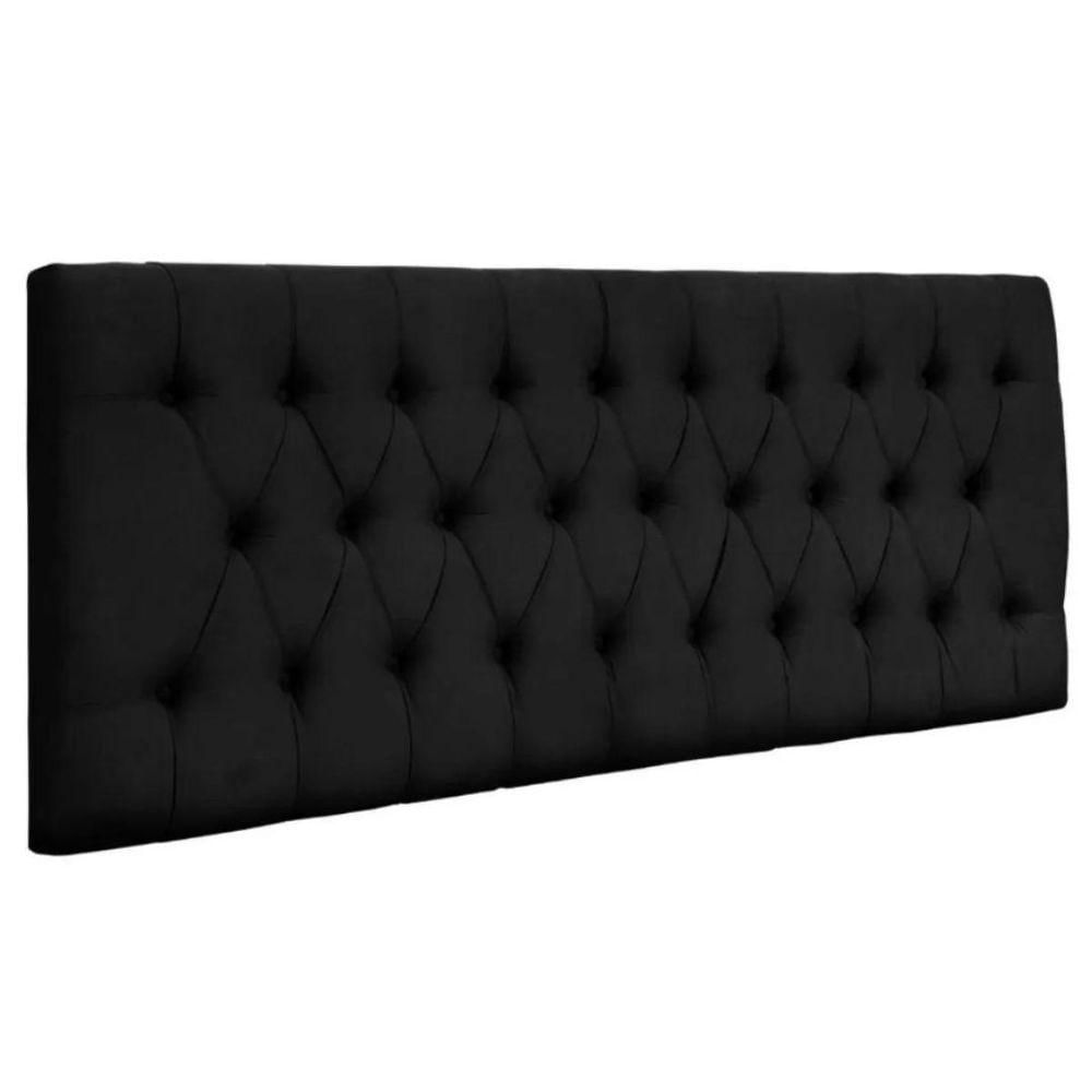 Painel Cabeceira Dubai Para Cama Box-1 Metro-suede Preto