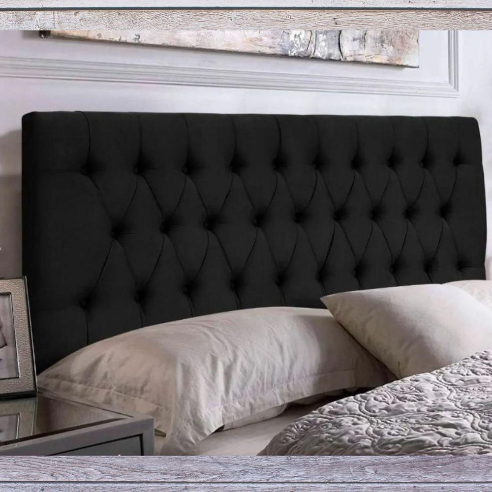 Painel Cabeceira Dubai Para Cama Box-1 Metro-suede Preto