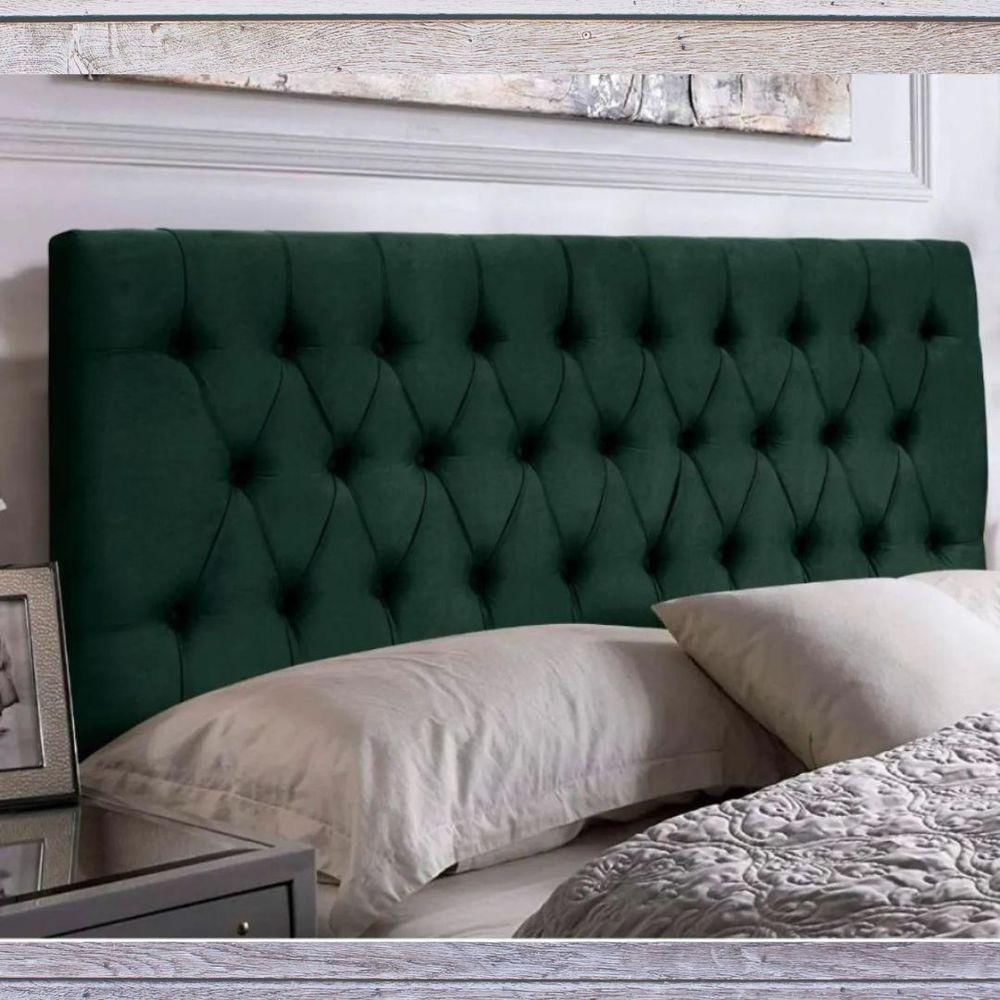 Painel Cabeceira Dubai Para Cama Box-1 Metro-suede Verde