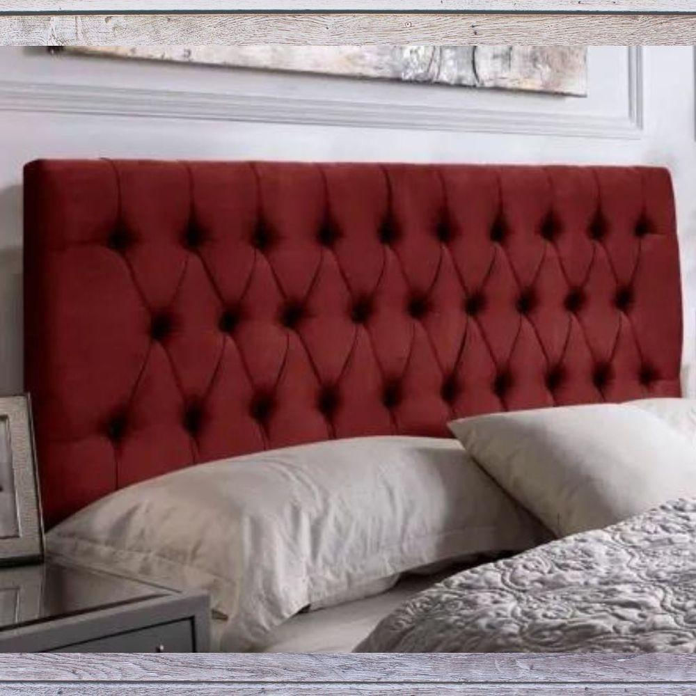 Painel Cabeceira Dubai Para Cama Box-1,93 Mt-suede Vermelho