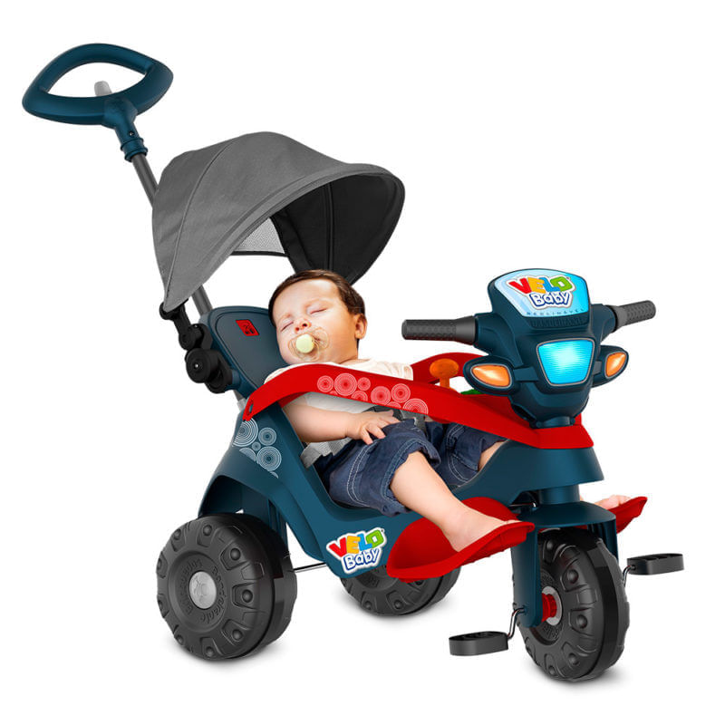 Triciclo Infantil Reclinável com Capota Velobaby Bandeirante - Le biscuit