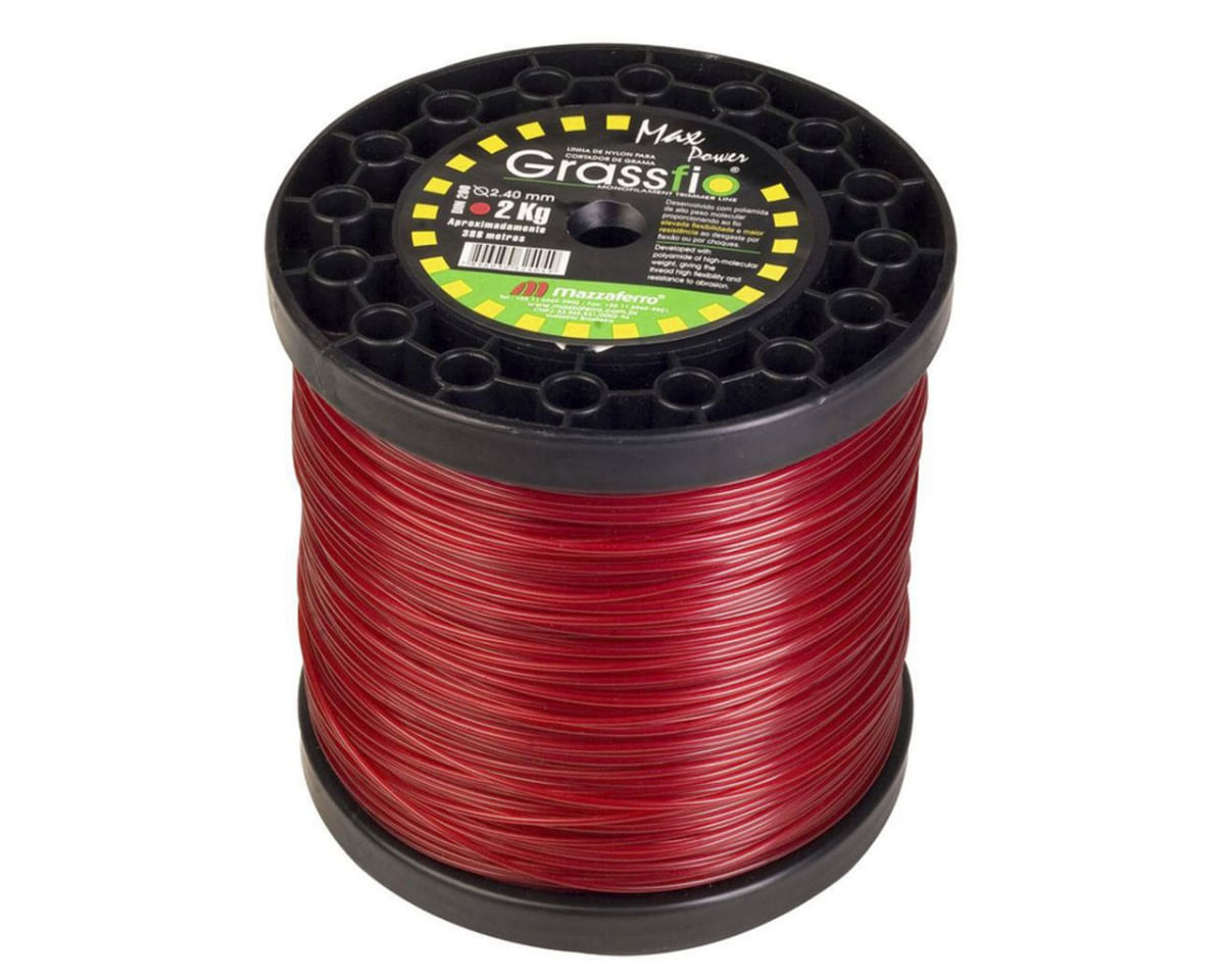 Fio Nylon Cortador Grama Grassfio 2,4Mm 2Kg Vermelho