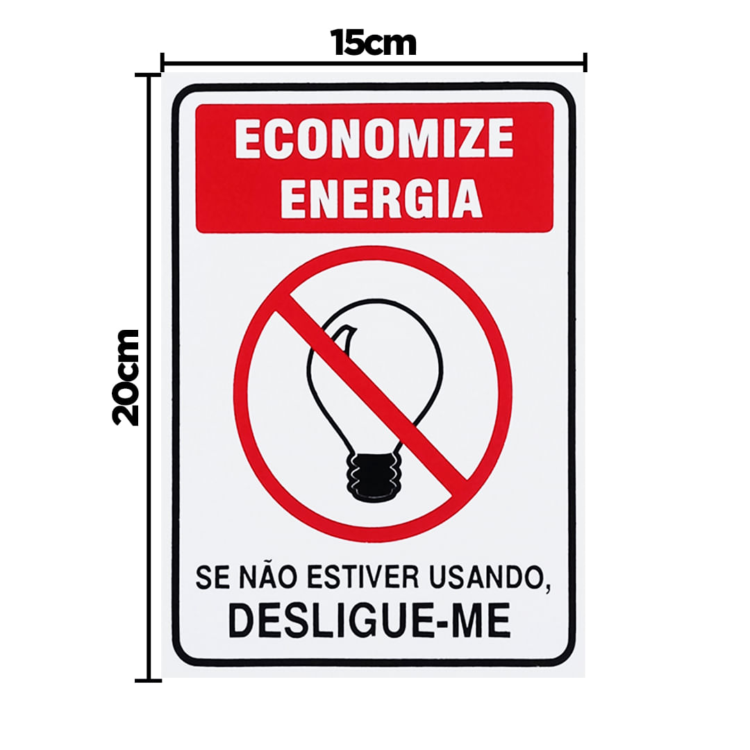 Placa De Sinalização Economize Energia Se Não Estiver Usando, Desligue-me 15x20 Acesso - P-31/1 F9e