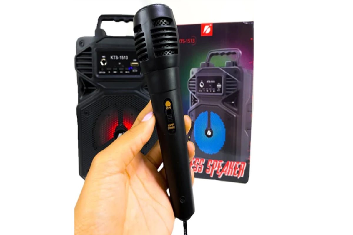 Caixa de Som Portátil Microfone Karaoke Bluetooth KTS-1513