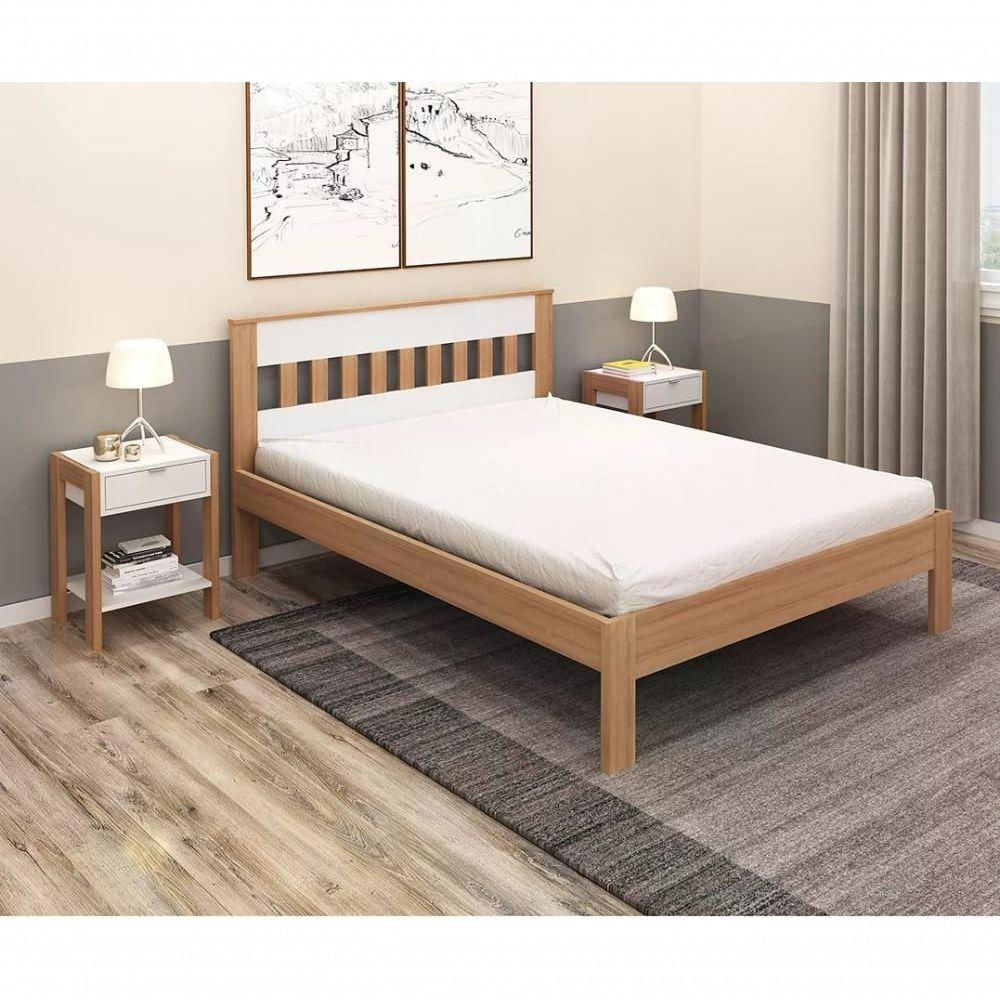 Cama Casal Cm8007 Amendoa Branco Amendoa Branco