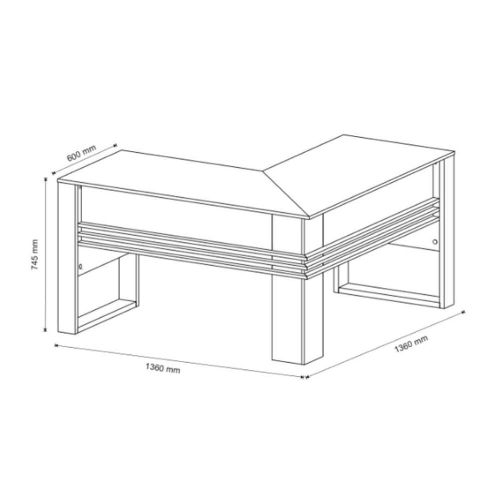 Mesa Canto P/escritório Me4145 Nogal - Tecno Mobili