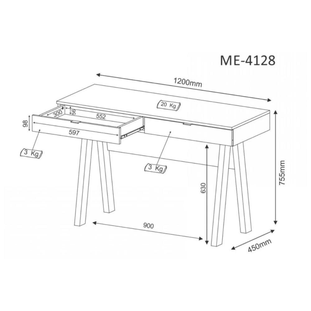 Escrivaninha P/ Escritório Me4128 C/ 2 Gavetas Rústico - Tecno Mobili