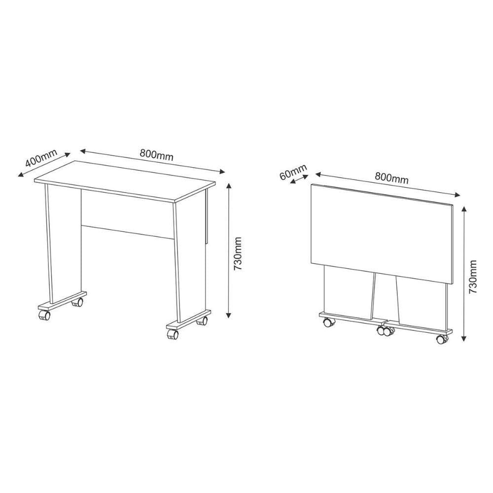 Mesa Multiuso Escritório Dobrável Me4117 C/ Rodízios Nogal - Tecno Mobili