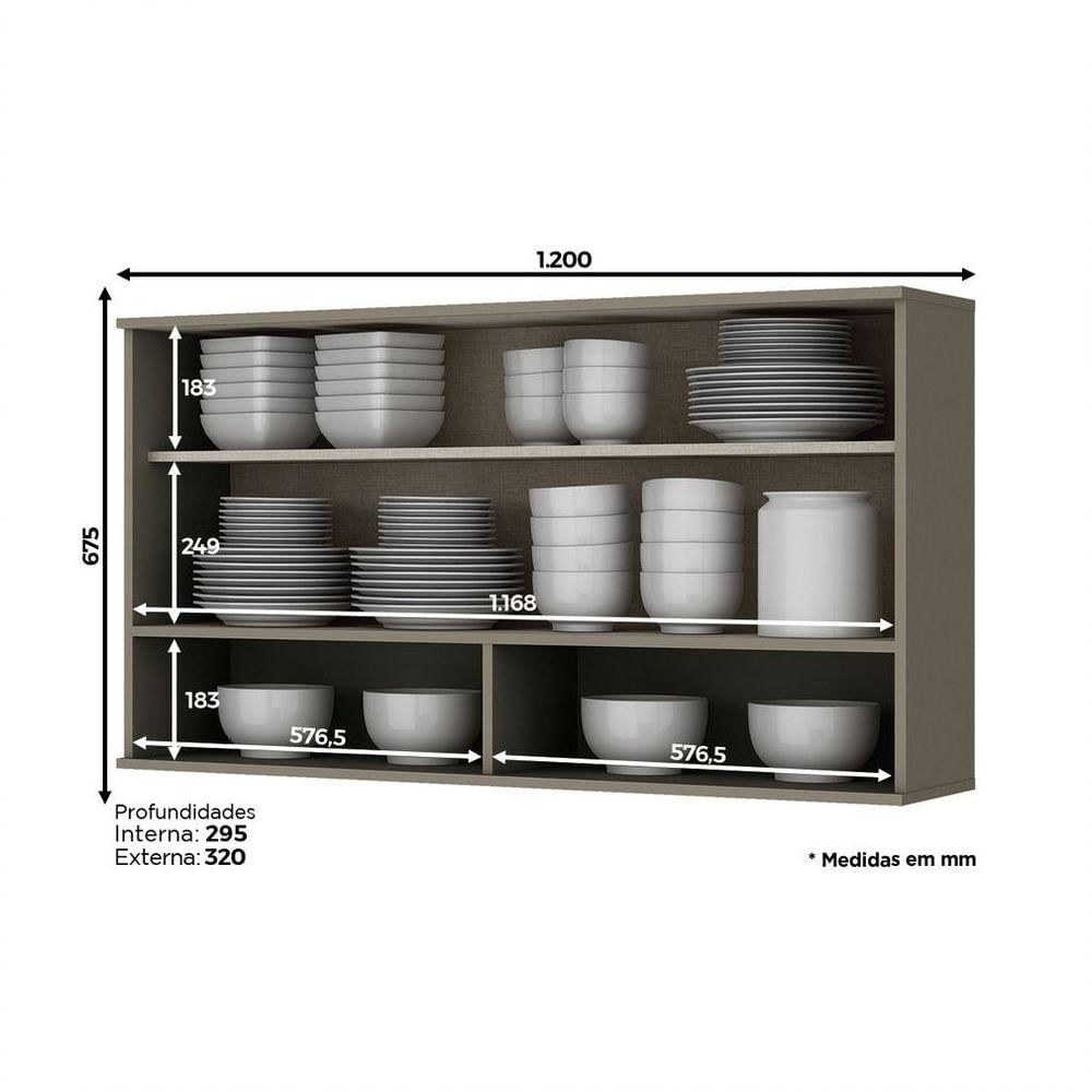 Armário De Cozinha 01 Porta De Vidro Basculante 120cm évelin Henn Duna Cristal