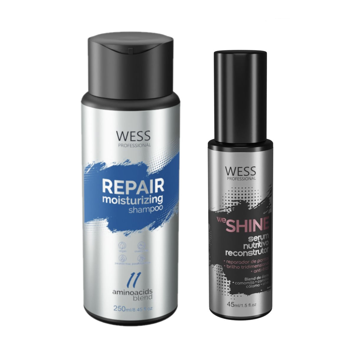 Kit Wess Repair Shampoo 250ml + We Shine Serum 45ml