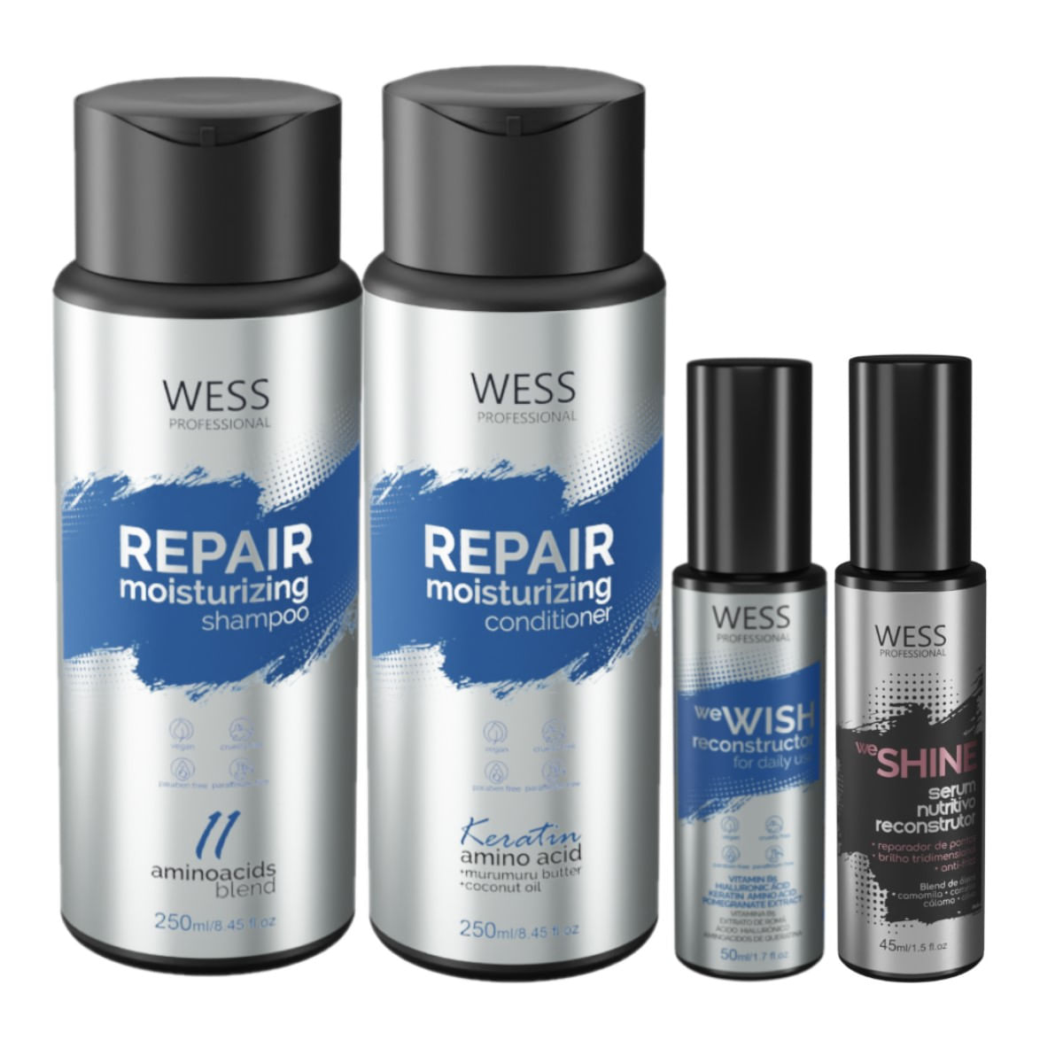 Kit Wess Repair SH 250ml+Cond 250ml+WeWish 50ml+WeShine 45ml