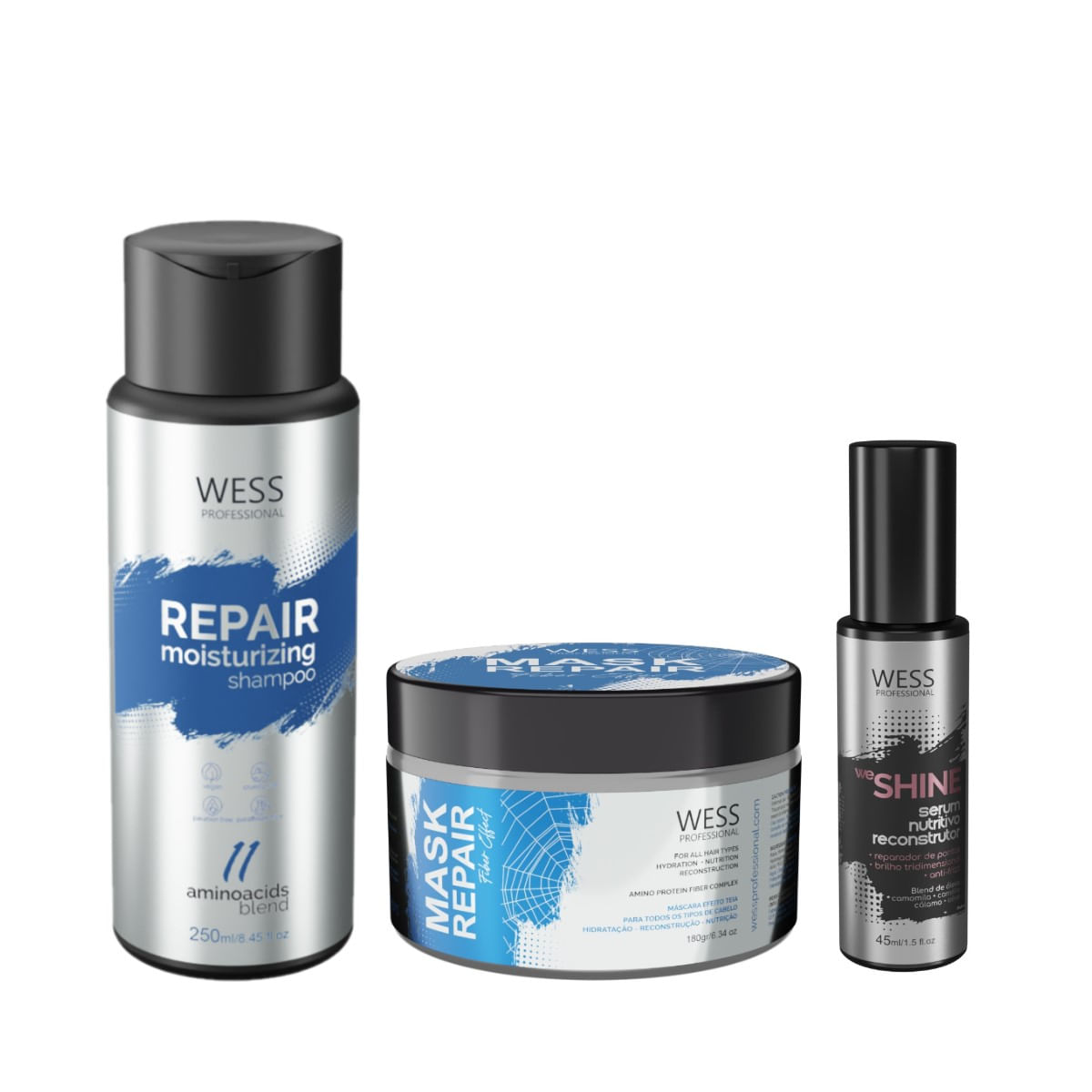 Kit Wess Repair SH 250ml + Mask 180g + We Shine 45ml