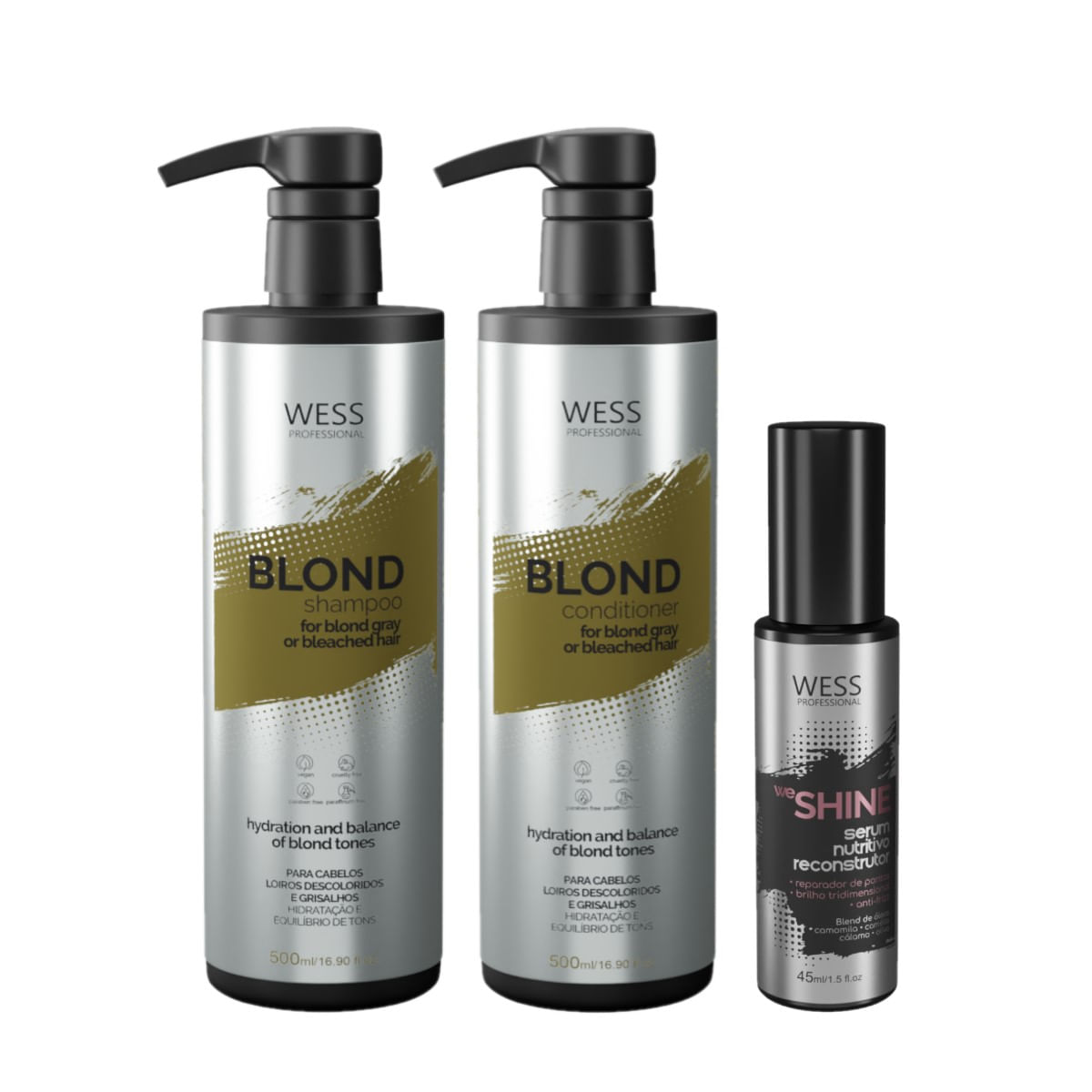 Kit Wess Blond SH 500ml + Cond 500ml + We Shine 45ml