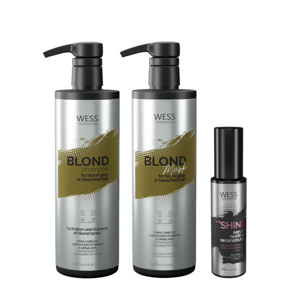 Kit Wess Blond SH 500ml + Mask 500ml + We Shine 45ml