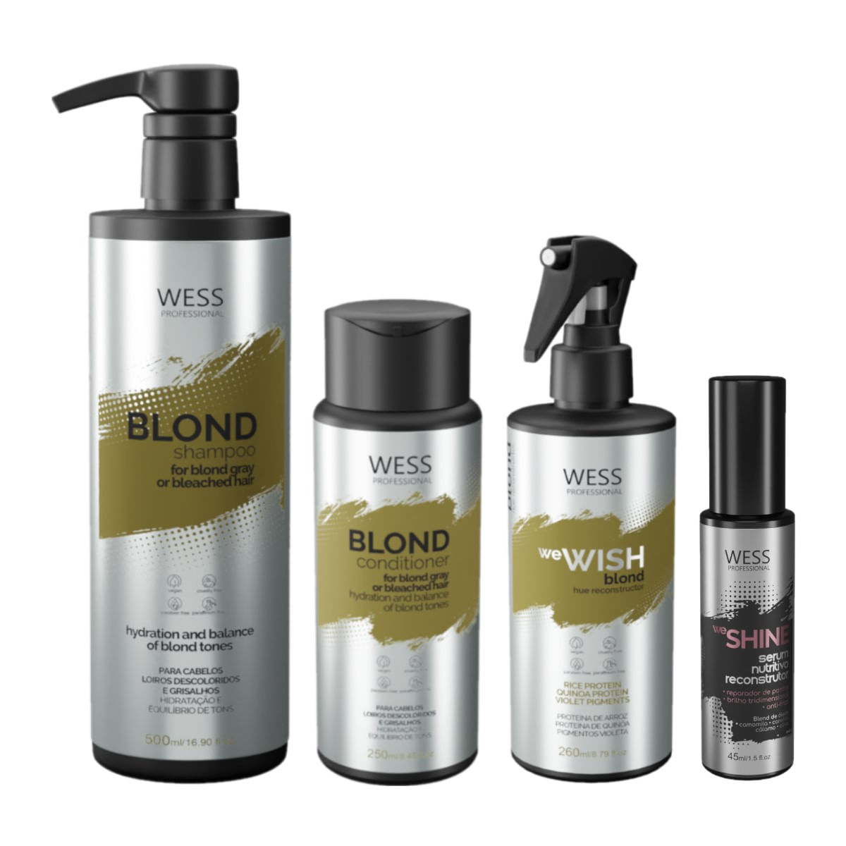 Wess Blond SH 500ml+Cond 250ml+WeWish M. 260ml+WeShine 45ml