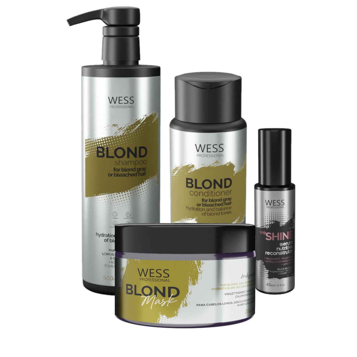 Kit Wess Blond SH 500ml+Cond 250ml+Mask 200ml+WeShine 45ml