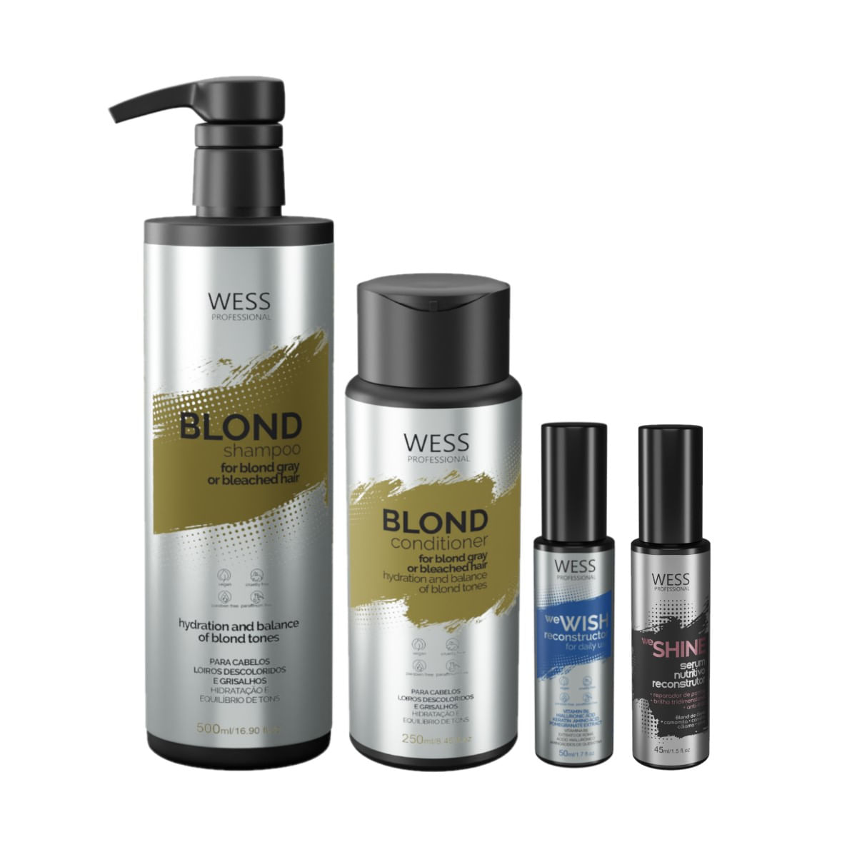 Kit Wess Blond SH 500ml+Cond 250ml+WeWish 50ml+WeShine 45ml