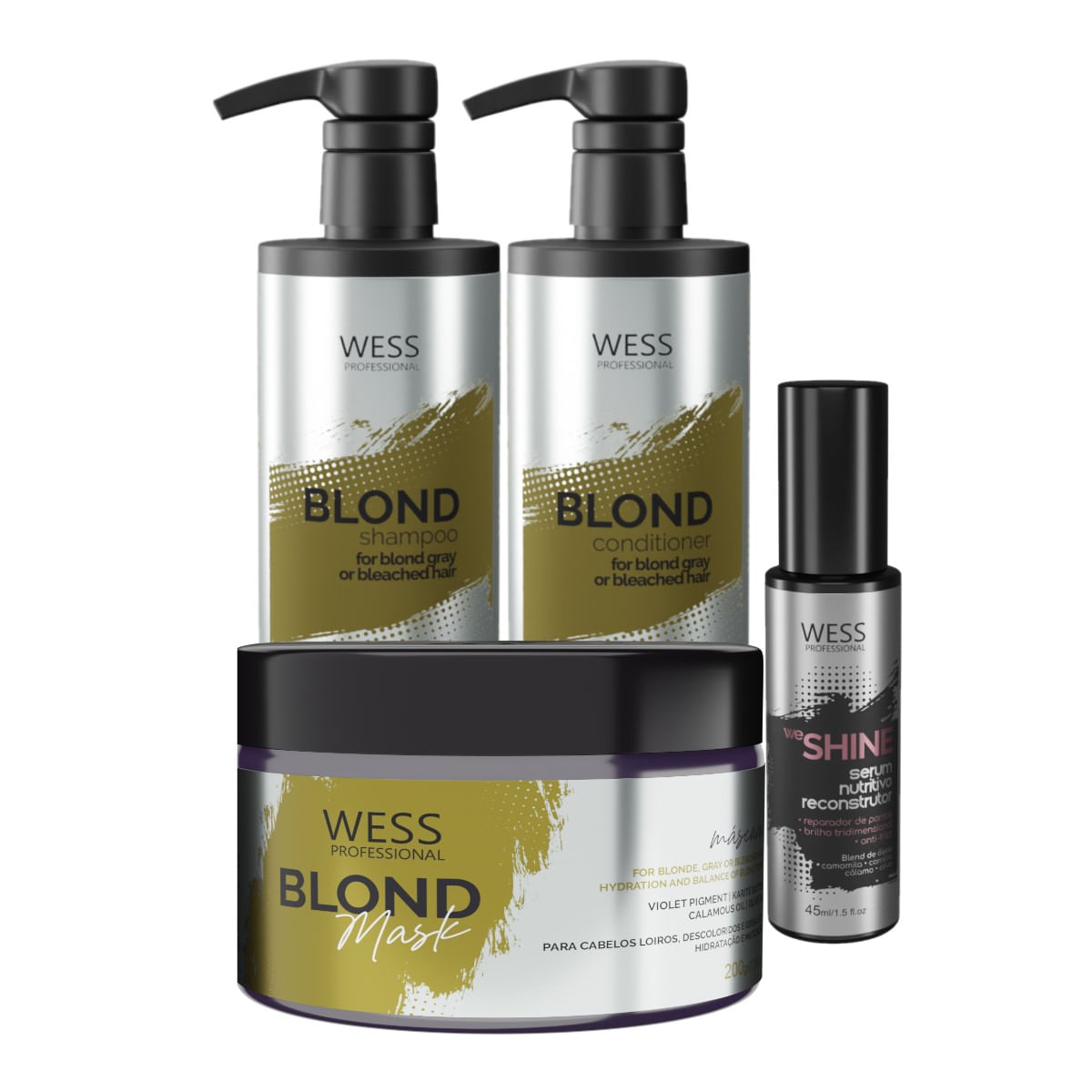 Kit Wess Blond SH 500ml+Cond 500ml+Mask 200ml+WeShine 45ml