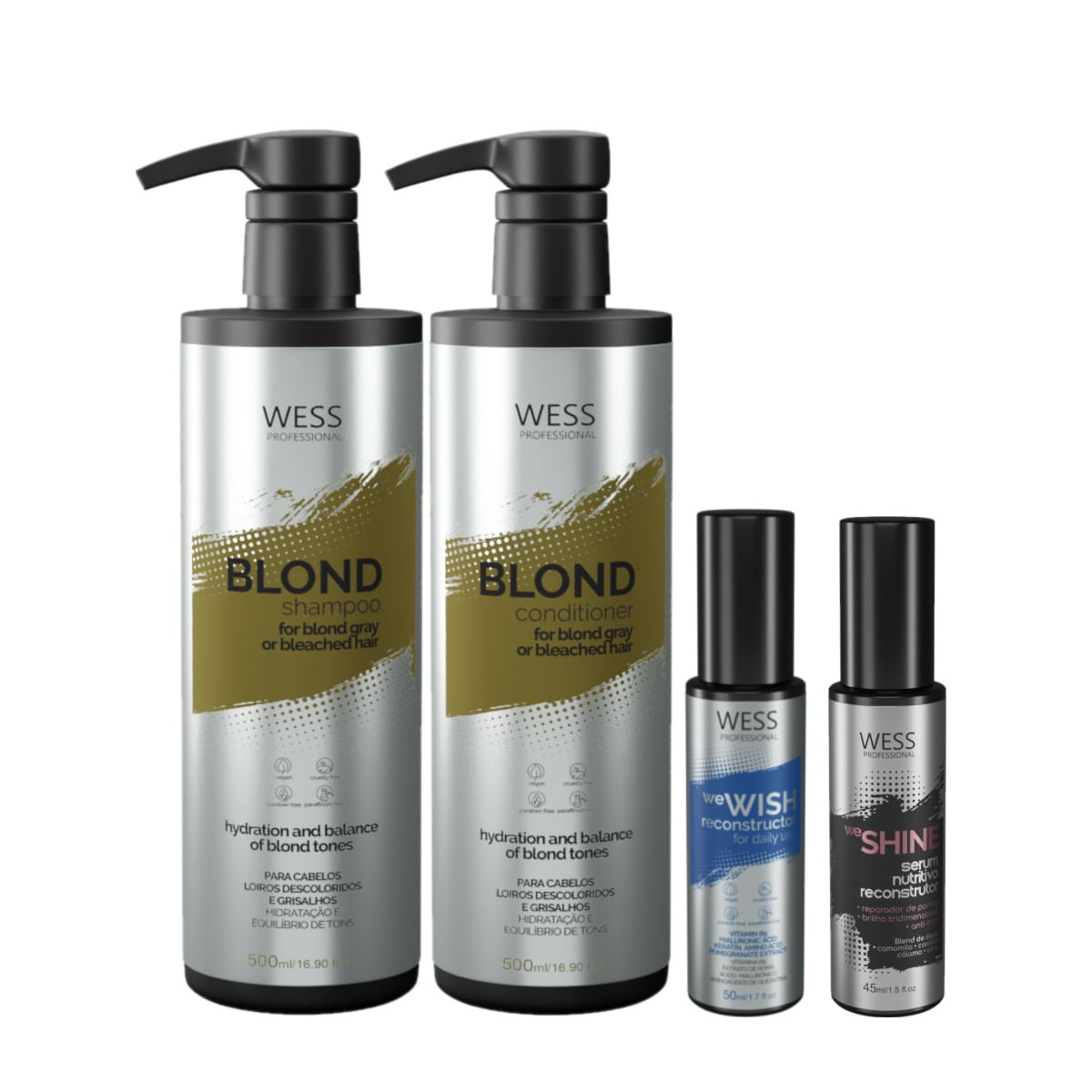 Kit Wess Blond SH 500ml+Cond 500ml+WeWish 50ml+WeShine 45ml