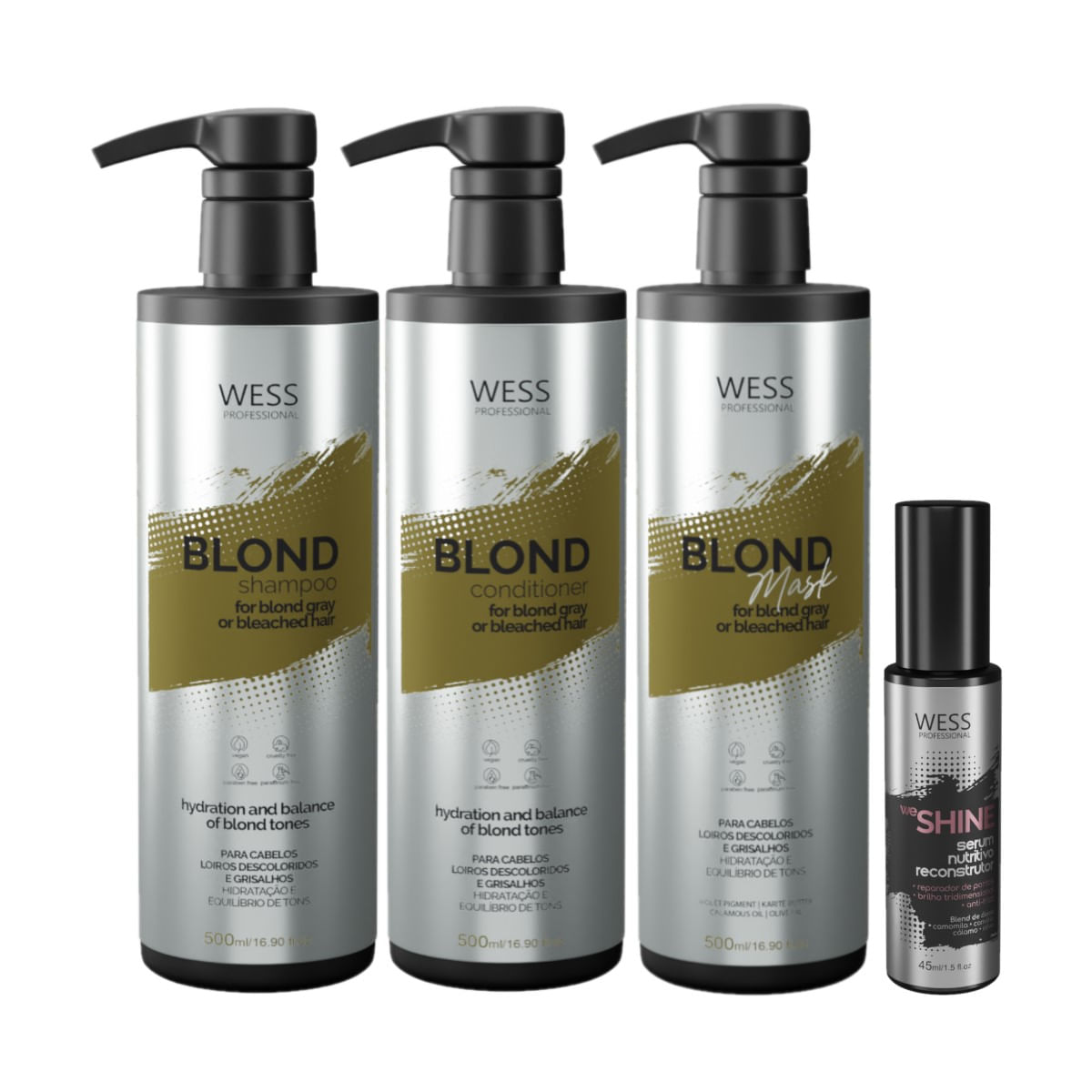 Kit Wess Blond SH 500ml+Cond 500ml+Mask 500ml+WeShine 45ml