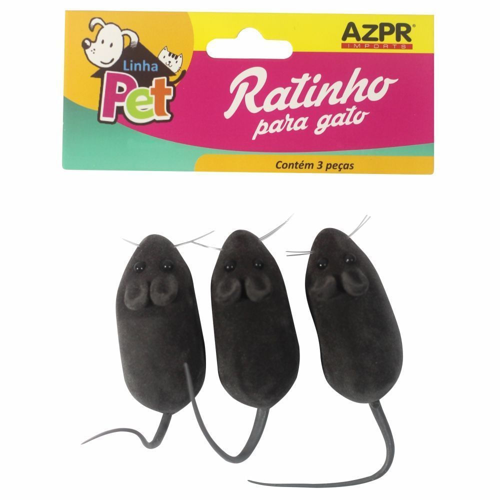 Brinquedo Pet Ratinho 3 Pçs Azpr