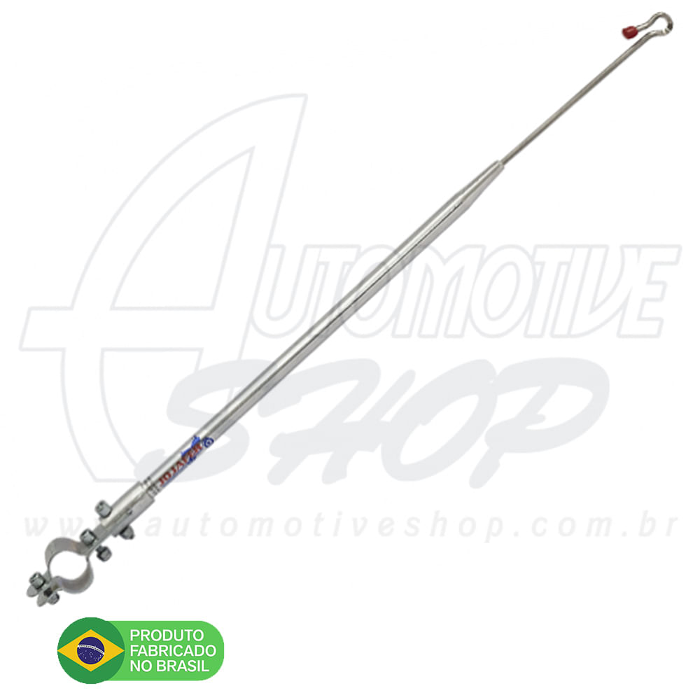 Antena Corta Pipa Moto Retrátil Guidao Aço Inox Prata M1