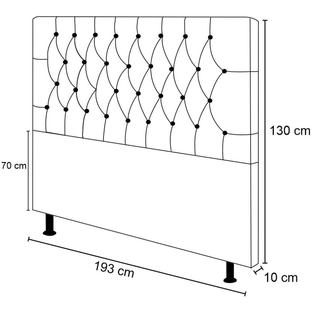 Cabeceira Cama Box King 195cm Diamante Sintético J02 Bege - Mpozenato