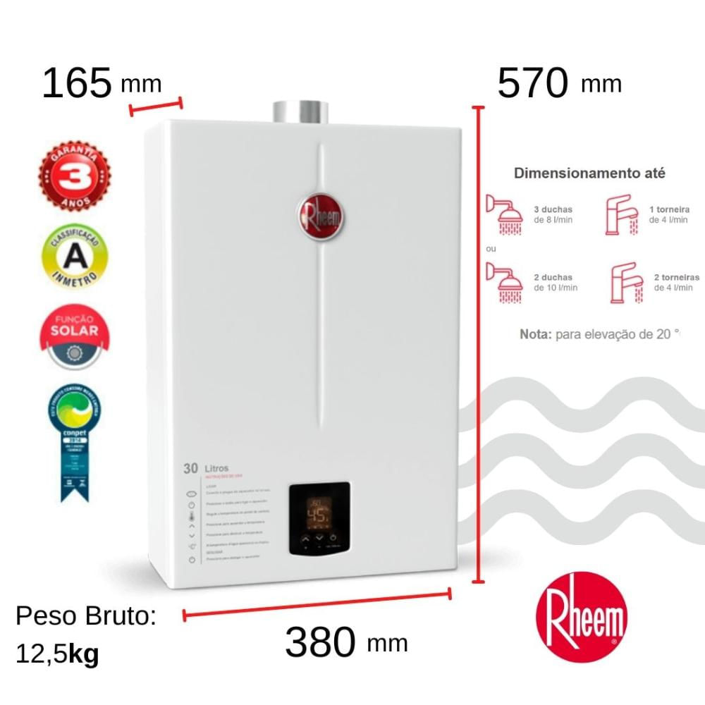 Aquecedor 30 litros digital EF Bivolt GN Rheem