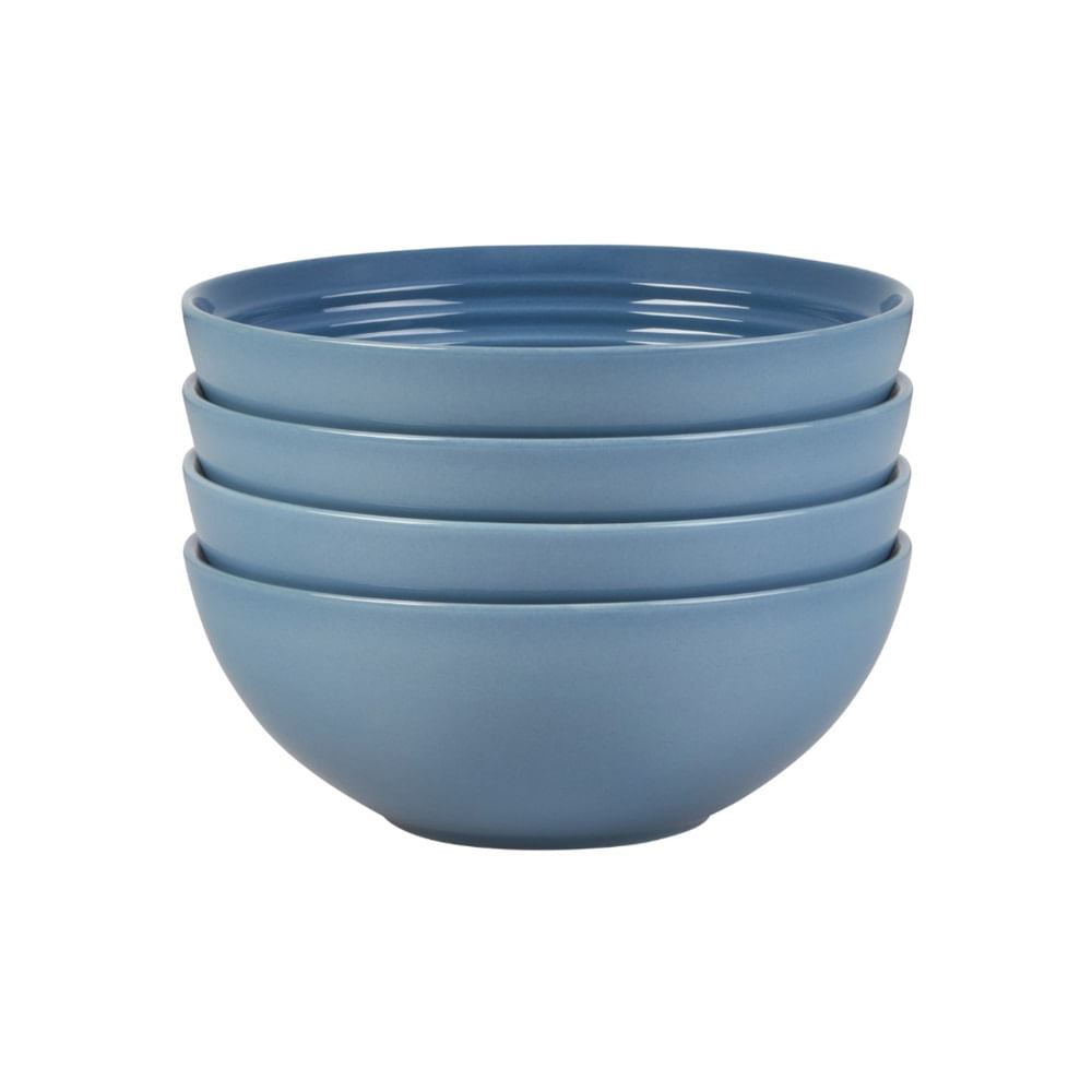 SET LE CREUSET 4 BOWLS REDONDOS VANCOUVER EM CERÂMICA 16CM AZUL CHAMBRAY 79198164347080