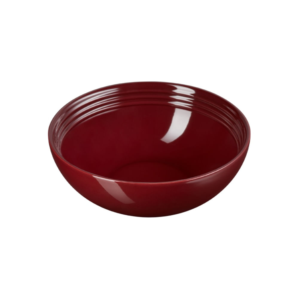 KIT LE CREUSET BOWL REDONDO 24CM E ESPÁTULA MÉDIA DE SILICONE VERMELHO RHONE