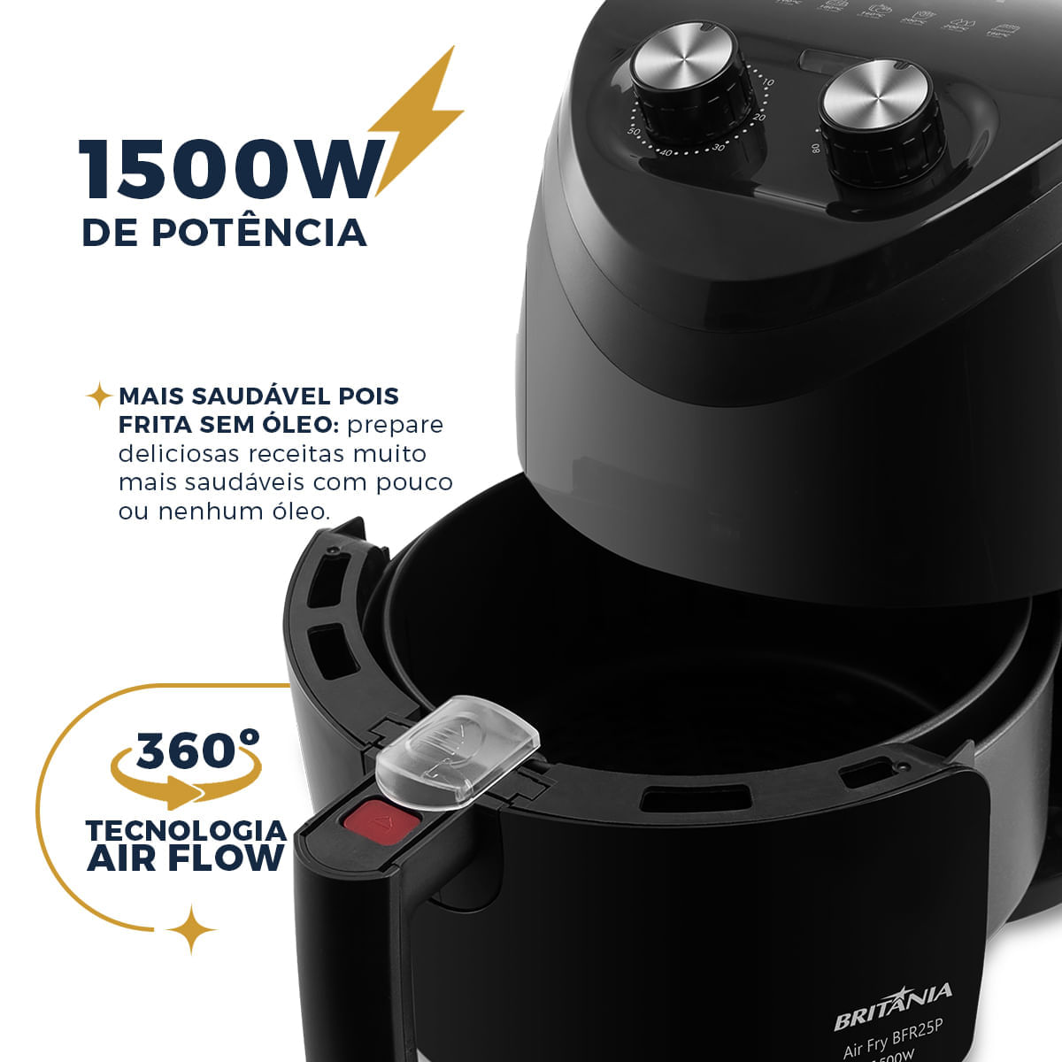 Air Fryer Britânia 3,5L Antiaderente 1500W BCAF40C 127V