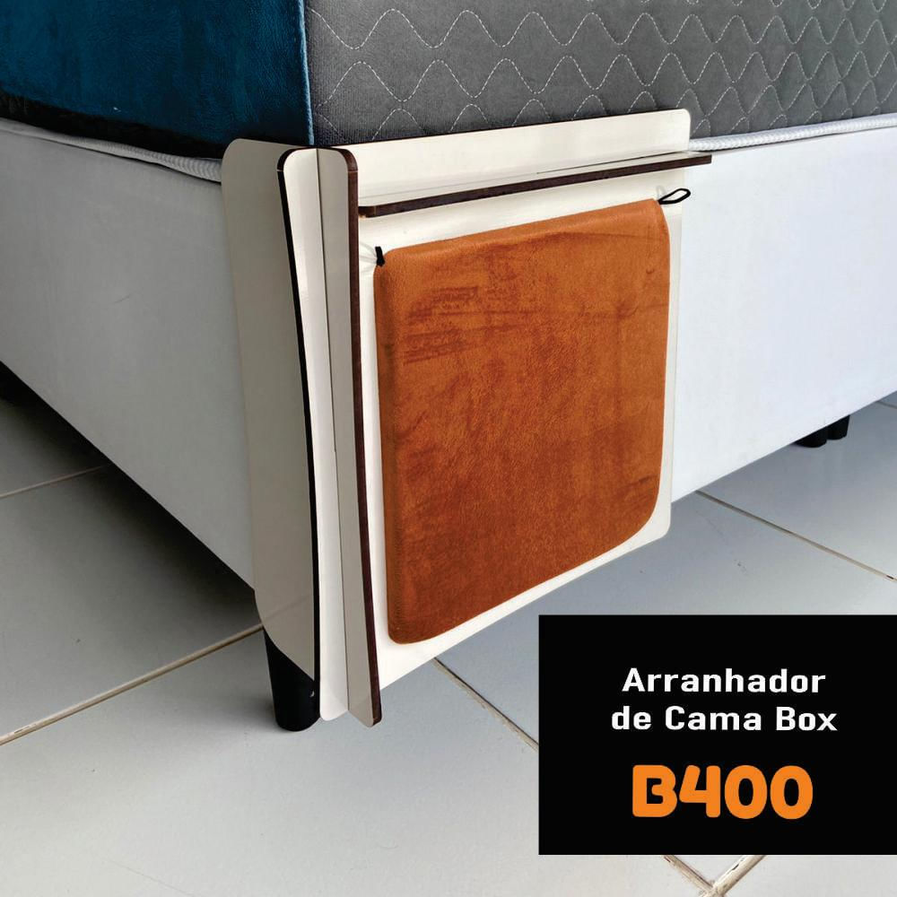 Arranhador Cama Box Pet Gato Premium MDF Champagne Veludo Terracota - Desk Design