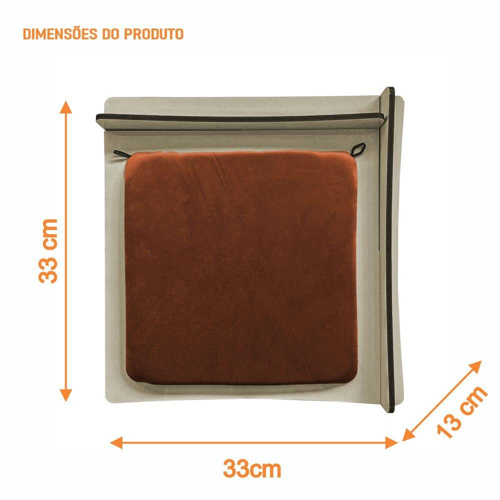 Arranhador Cama Box Pet Gato Premium MDF Champagne Veludo Terracota - Desk Design