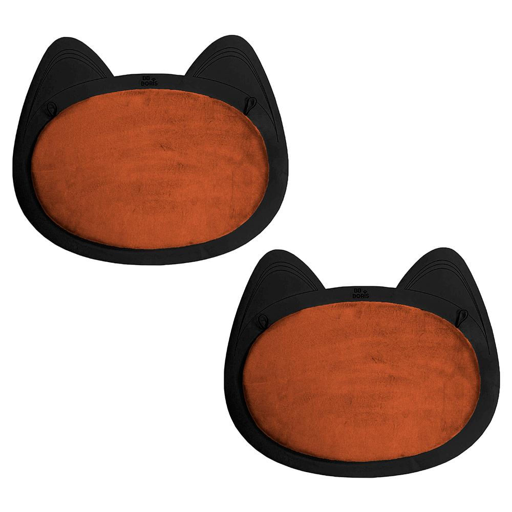 Kit 02 Arranhadores Pet Gato de Parede Premium MDF Preto Veludo Terracota - Desk Design