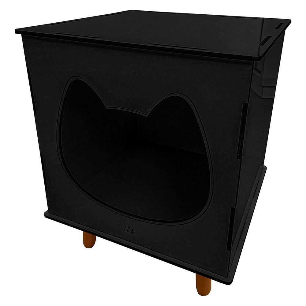 Casinha Toca Cat Line Pet Gato Premium MDF Pés Palito Preto - Desk Design