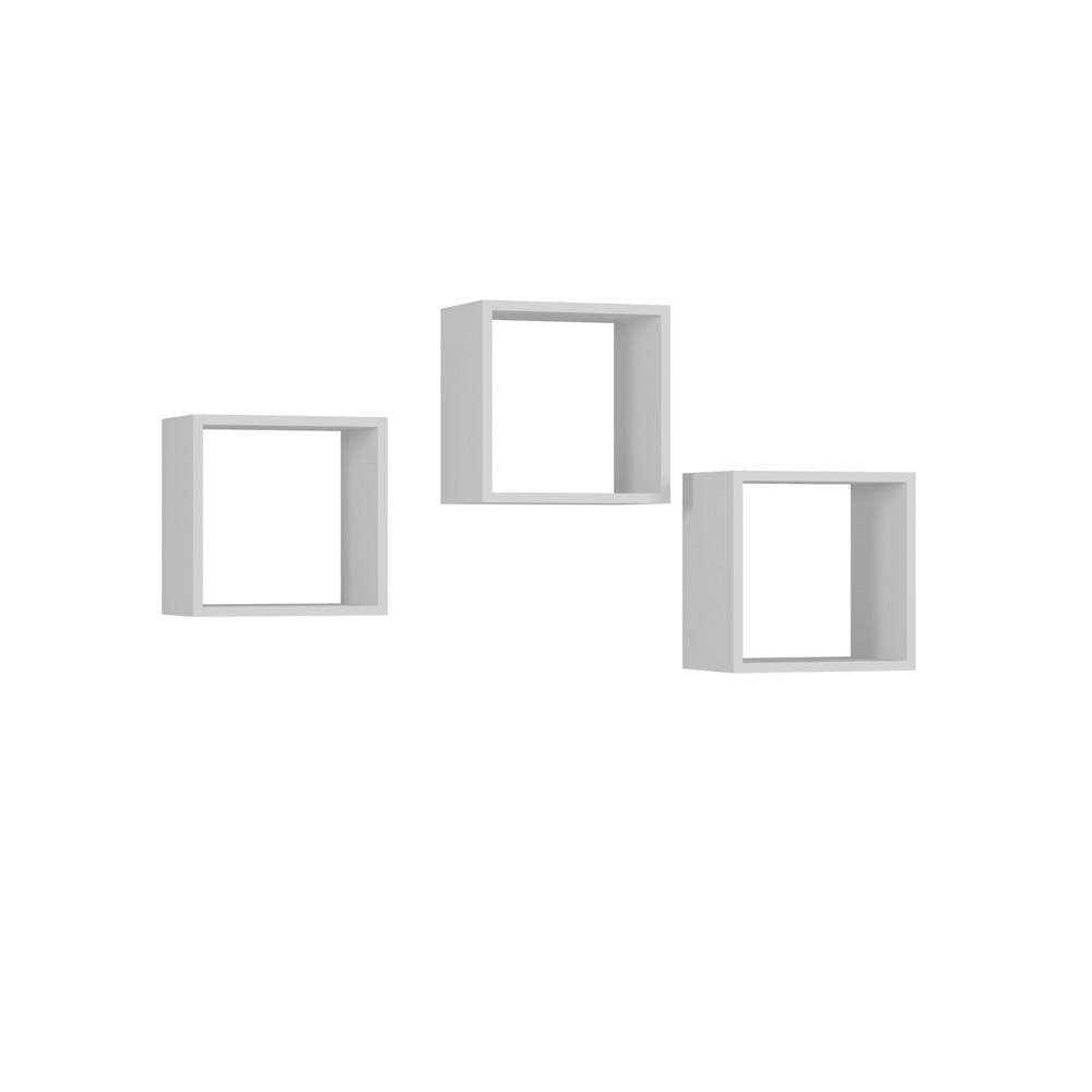 Kit 3 Nichos Decorativos Parede Milla Quadrado em MDP Branco - Desk Design