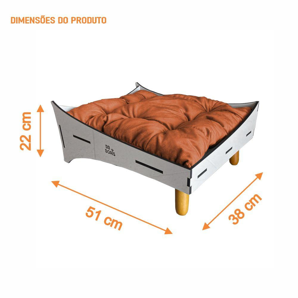 Caminha Cat Line Pet Premium MDF Champagne com Comedouro e Almofada Veludo Terracota - Desk Design