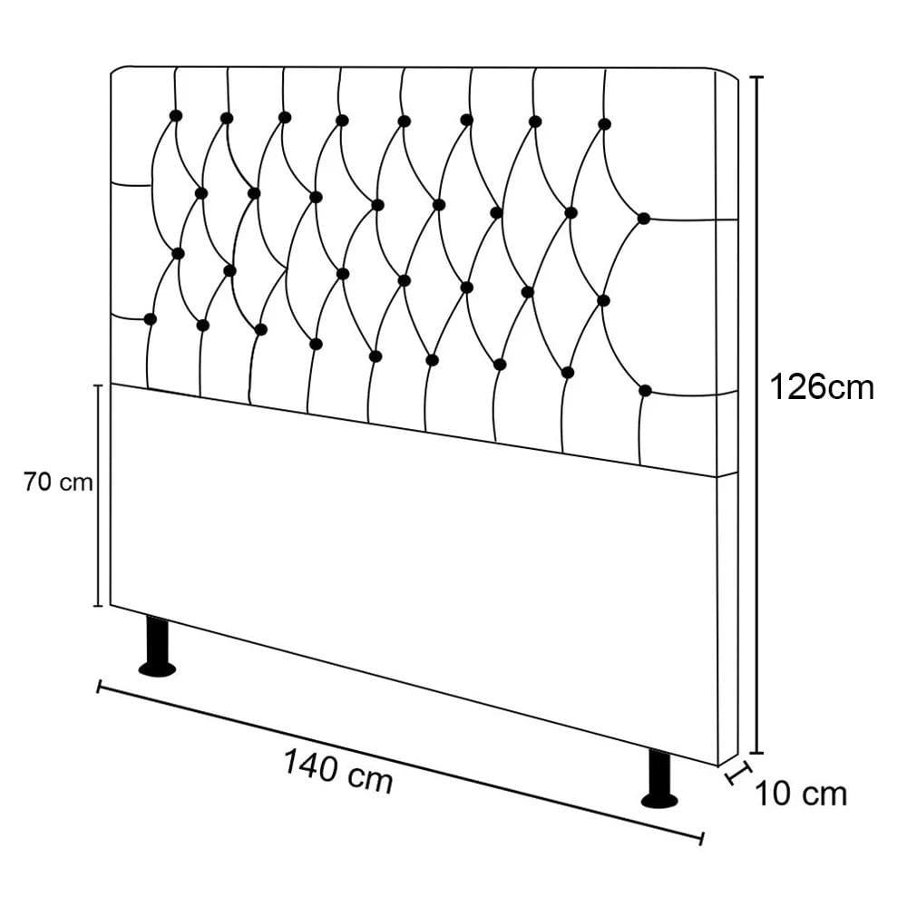 Cabeceira Cama Box Casal 140cm Diamante Veludo J02 Preto - Mpozenato