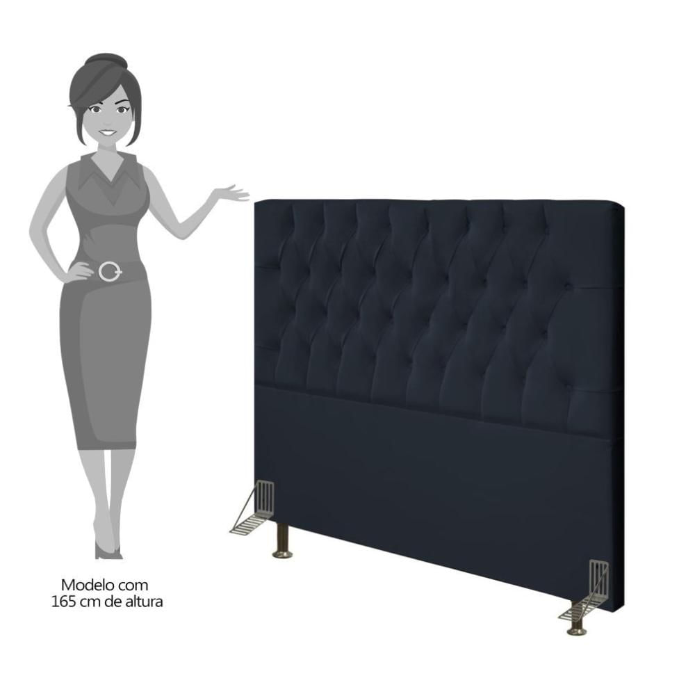 Cabeceira Cama Box Casal 140cm Diamante Veludo J02 Preto - Mpozenato