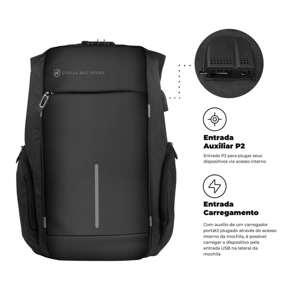 Mochila Locker compatível com notebook dell samsung macbook - Gshield