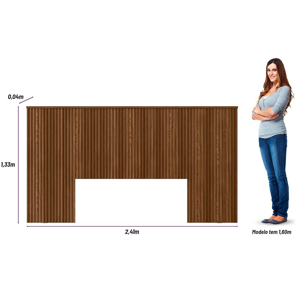 Cabeceira de Madeira para Cama Box Casal e Queen 241cm Palmeira L06 Freijó - Mpozenato