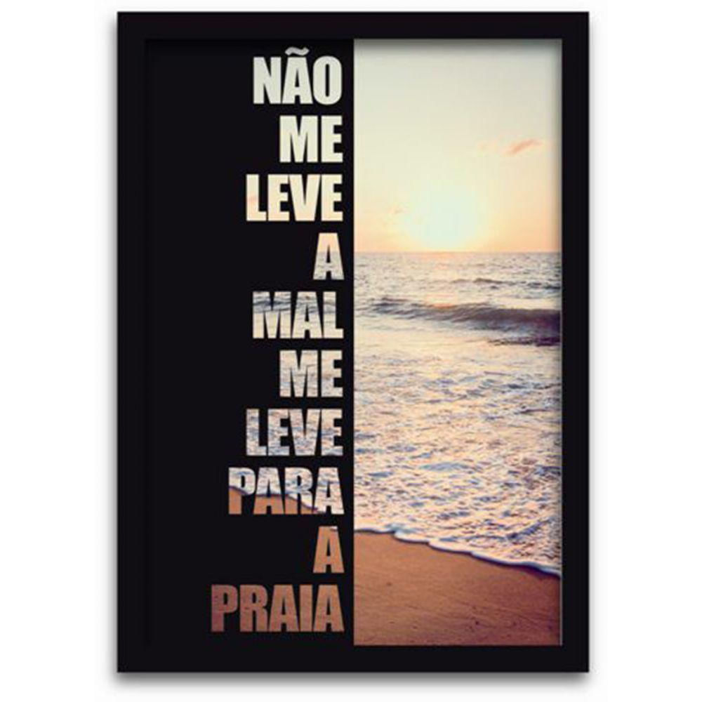 Quadro Decorativo 1 Peça 30x45 Praia Onda Moldura Preta