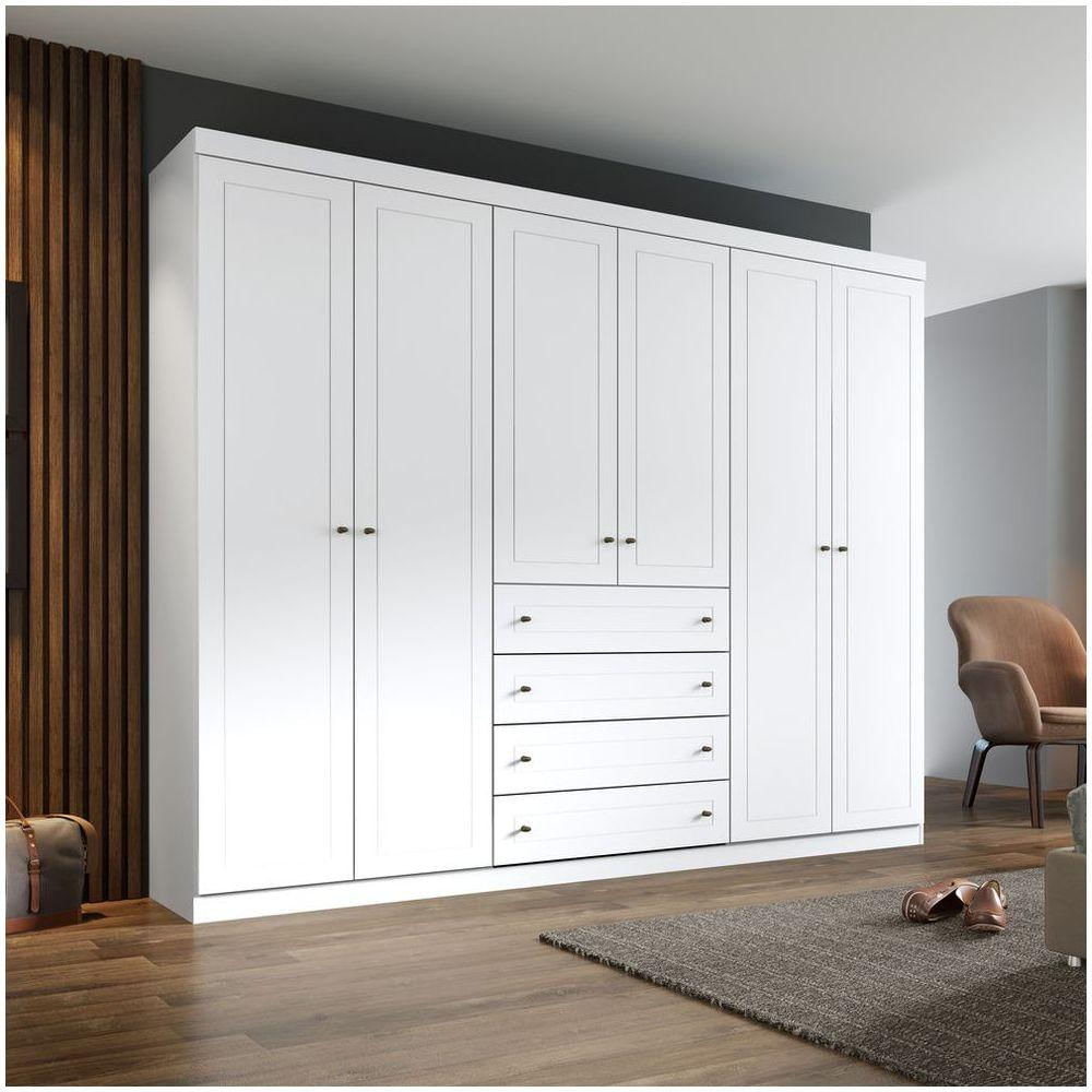 Guarda Roupa Casal 6 Portas 4 Gavetas Mississipi Henn Branco