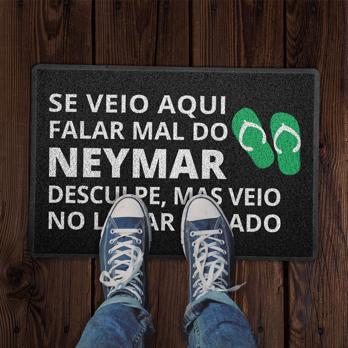 Capacho 60x40cm - Falar Bem do Neymar - Preto