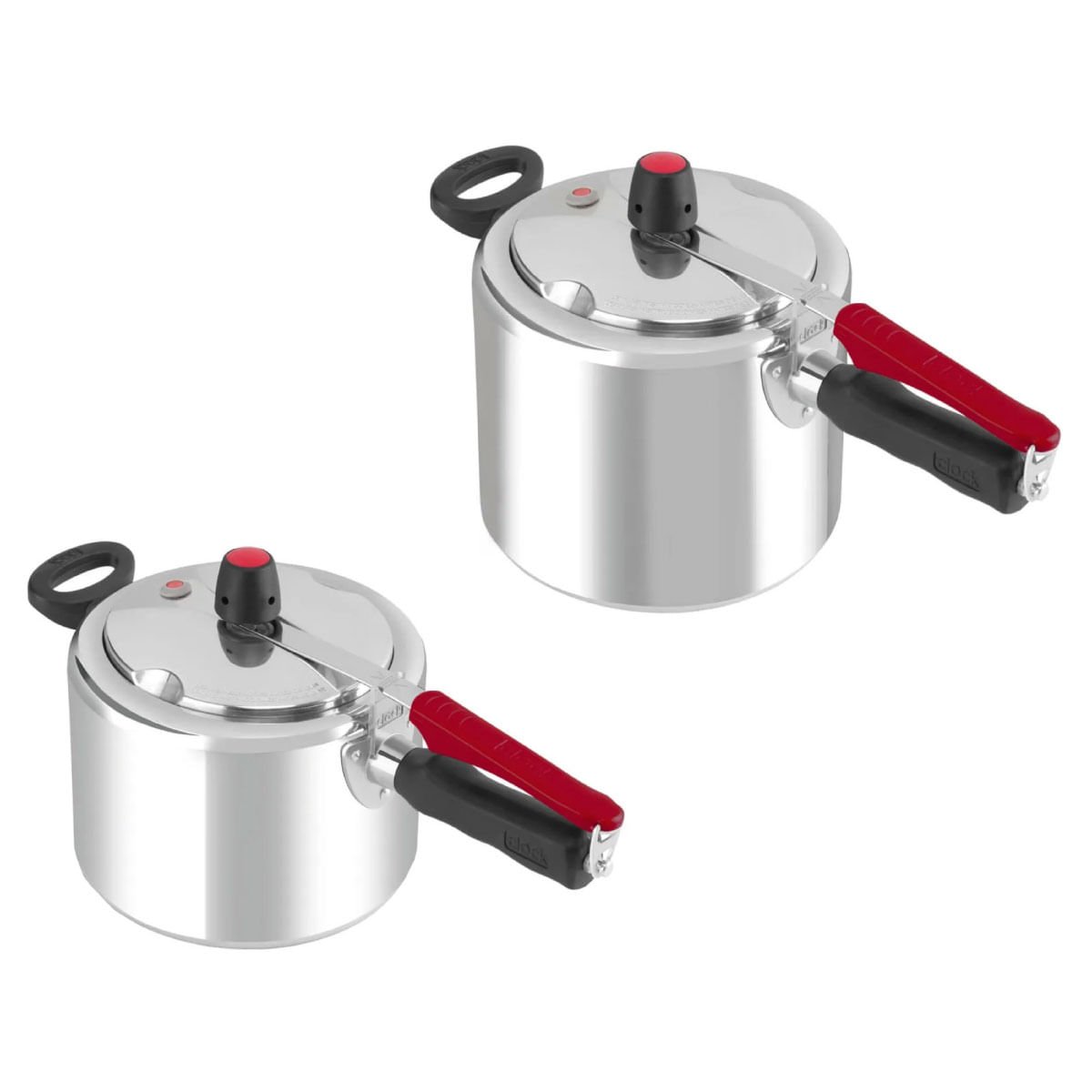 Kit Com 2 Panelas de Pressão Clock 7 Litros e 4,5 Litros Original Polida Fechamento Interno